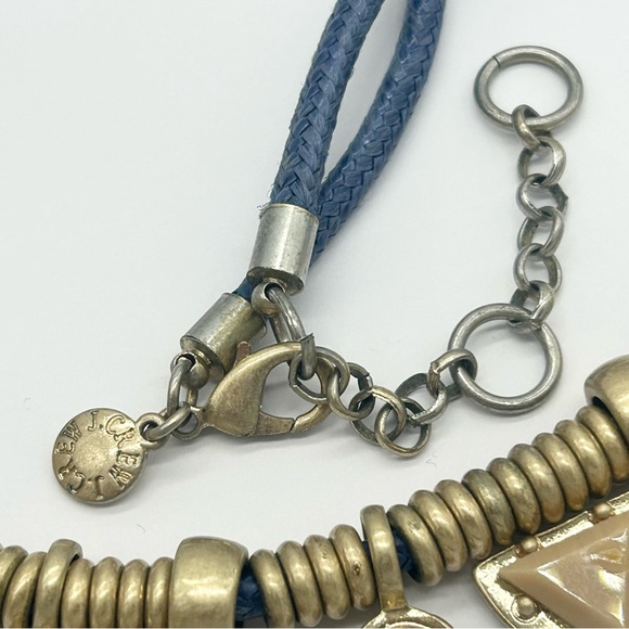 J. Crew Blue Cord with Tan & Gold Slides Necklace - Picture 3 of 3